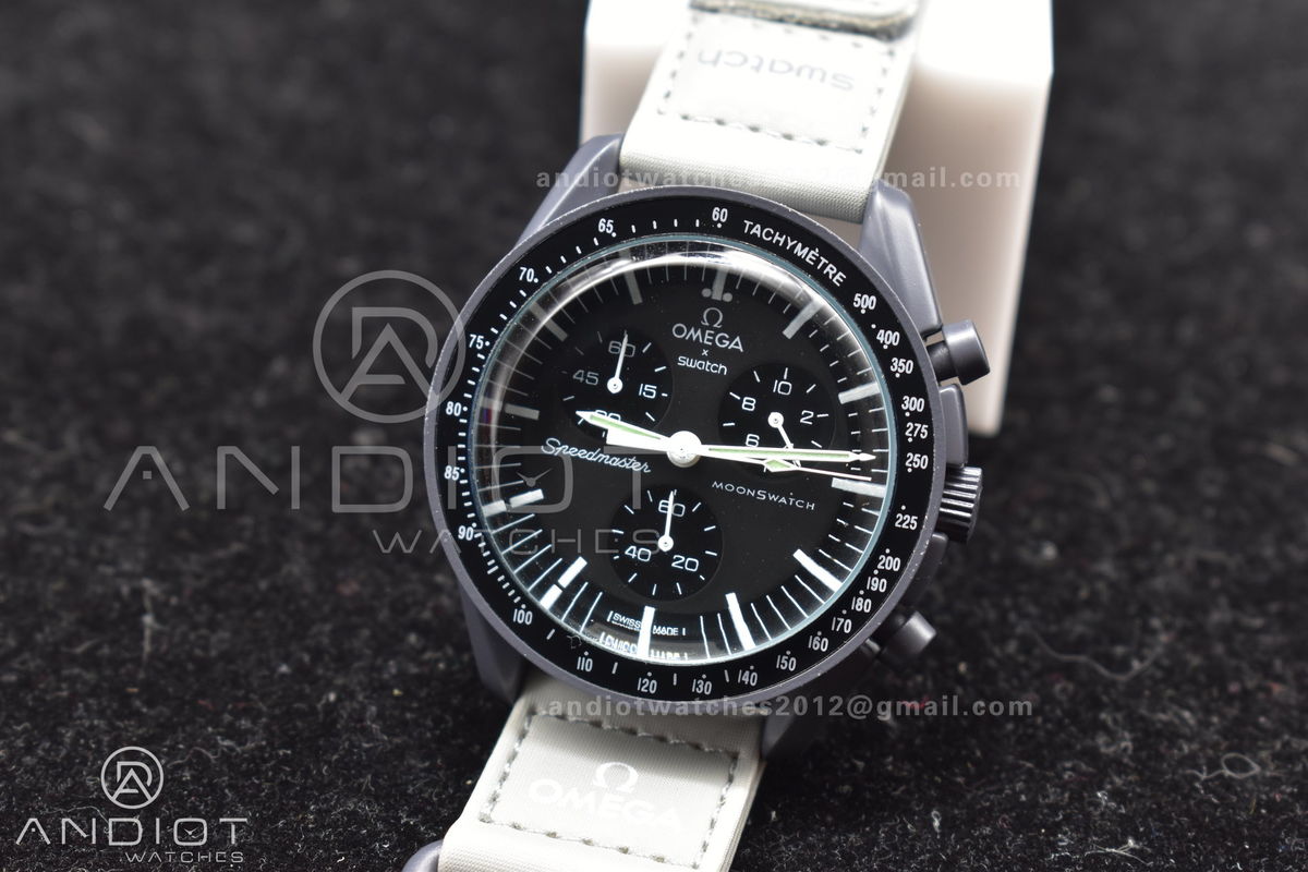 Swatch x Omega Bioceramic Moonwatch Mission to Mercury on Nylon Strap Quartz
